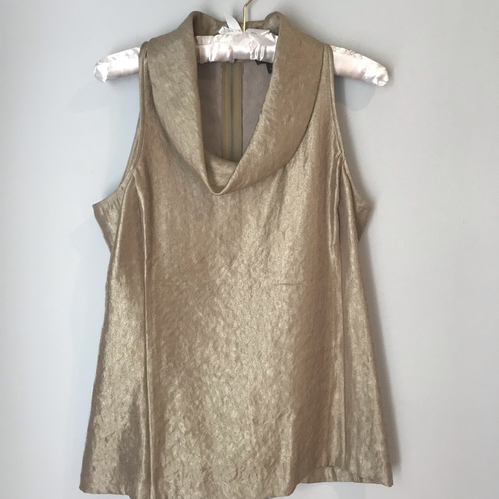 Ann Taylor Gold  Shimmer Sleeveless Top Size 2